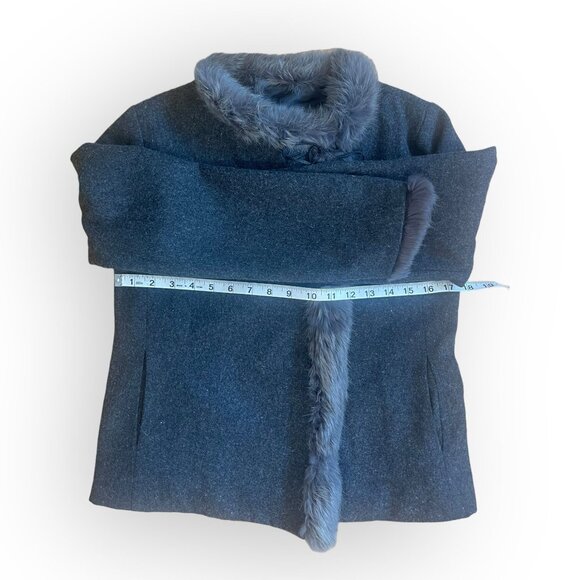 VTG Gray Fur Cardigan with Soft Fur Trim Small - Picture 6 of 8